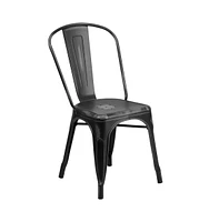 Banks Indoor/Outdoor Stacking Metal Dining Chair With Single Slat Back And Distressed Powder Coated Finish