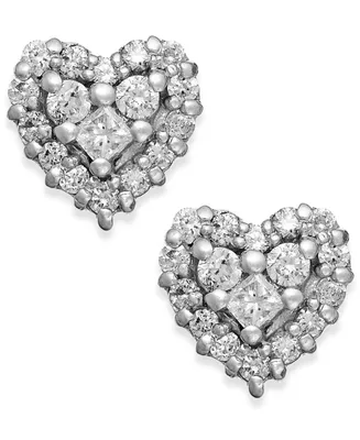 Effy Diamond Heart Stud Earrings (1/2 ct. t.w.) 14k White Gold (Also available Yellow Gold)