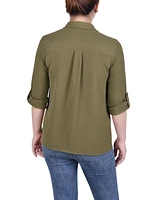 Ny Collection Petite Roll Tab Blouse