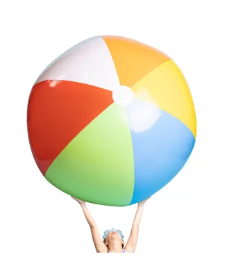 Top Race 5 Foot Giant Beach Ball Large Beach Balls - Giant Pool Float Huge for Kids, Oversized Blow Up Plastic Inflatable Beach Balls