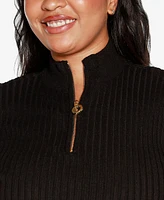 Belldini Black Label Plus Ribbed Quarter-Zip Sweater