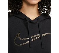 Nike Women's Sportswear Club Fleece Premium Essential Loose Shine Pullover Hoodie