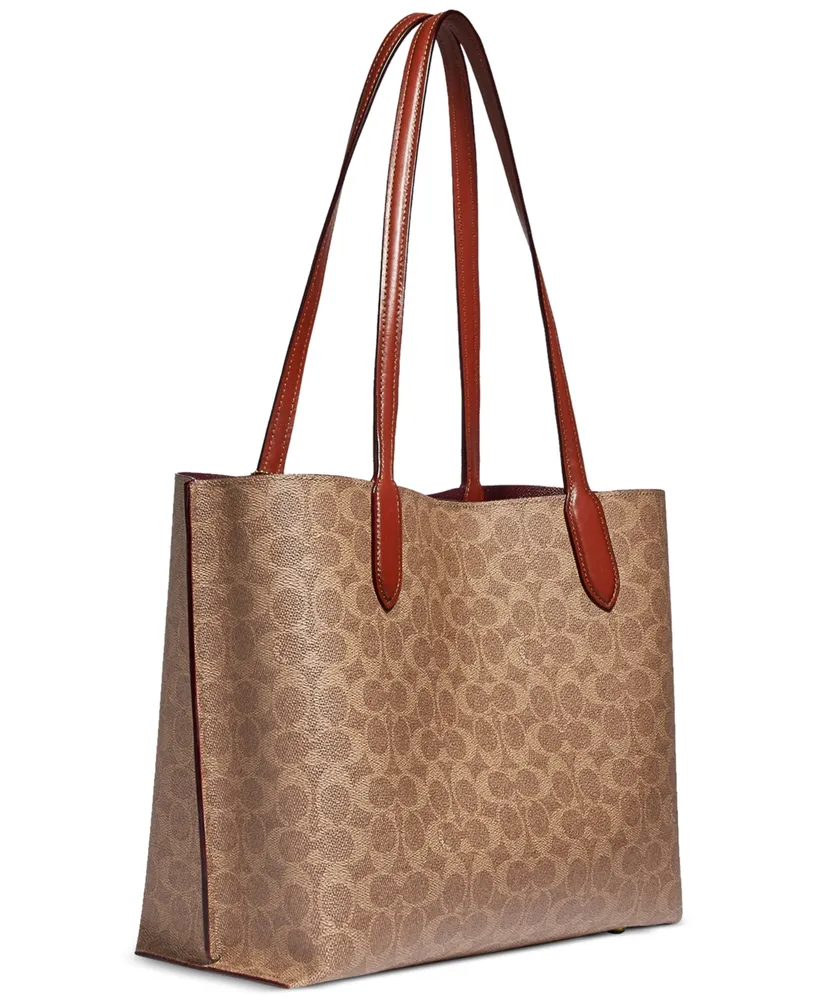 Coach Signature Coated Canvas Willow Tote with Interior Zip Pocket