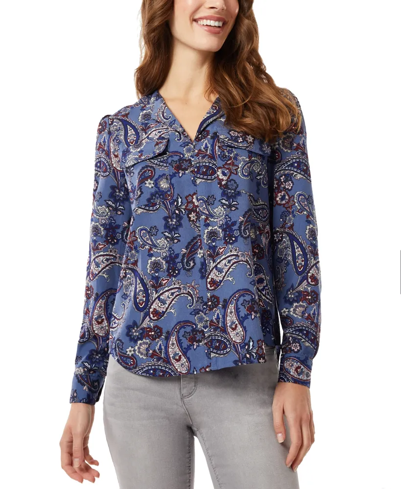 Jones New York Women's Simplified Printed Utility Blouse