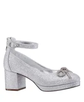 Nina Little Girls Daylin Ankle Strap Rhinestone Bow Dress Shoe