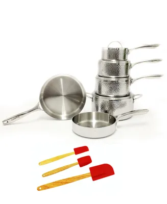 BergHOFF Vintage-Like 18/10 Stainless Steel Tri-Ply 13 Piece Jumbo Hammered Cookware Set