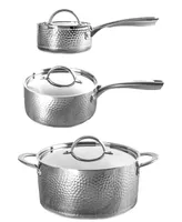 BergHOFF Vintage-Like Tri-Ply 18/10 Stainless Steel 6 Piece Starter Hammered Cookware Set