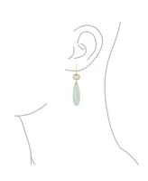 Bling Jewelry Unique Geometric Oval Linear Long Shape Tear Drop Natural Multi-Tier Light Green New Jade Serpentine Gemstone Party Dangling Earrings Fi