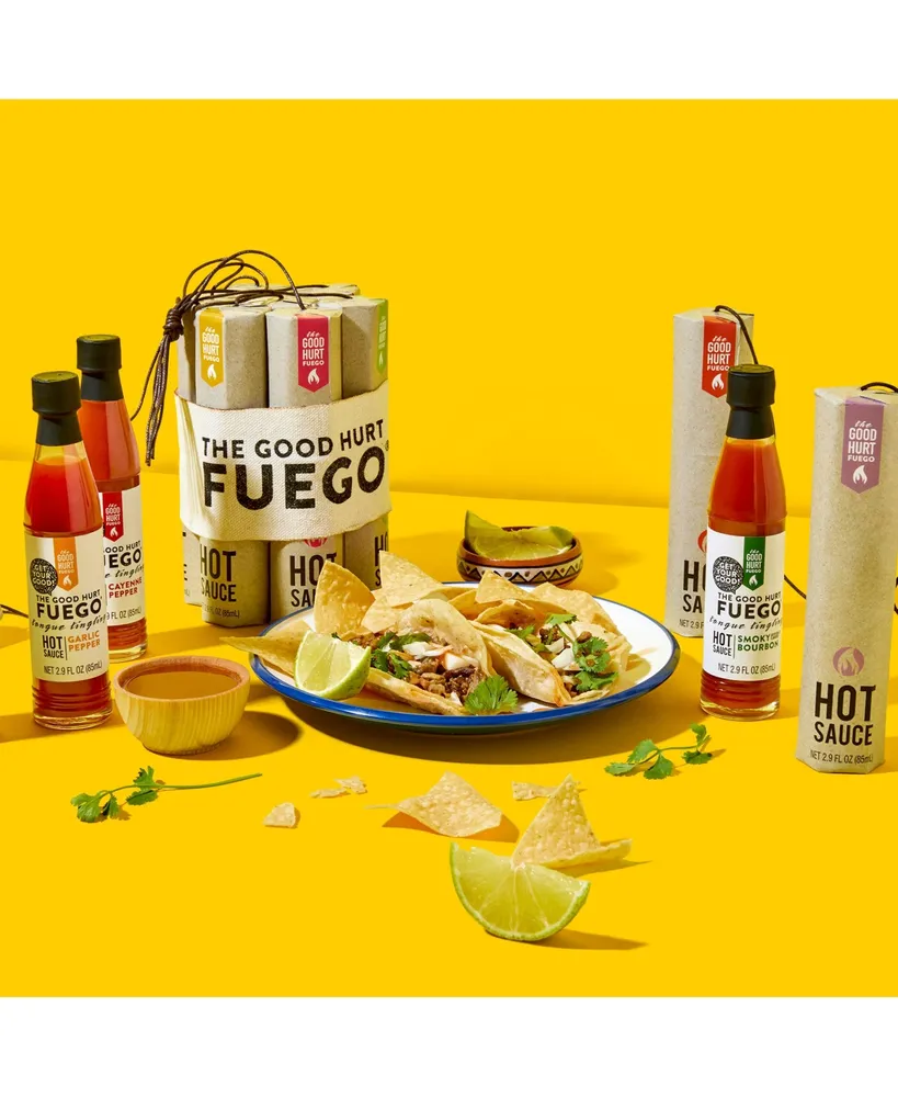 Thoughtfully The Good Hurt Fuego: A Hot Sauce Gift Set for Hot Sauce Lover s, Set of 7