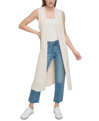 Calvin Klein Jeans Women's Rib-Knit Sleeveless Duster Vest
