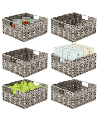mDesign Woven Plastic Kitchen Pantry Storage Bin Basket, Medium - 6 Pack - Gray Ombre