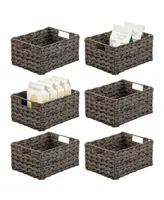 mDesign Woven Farmhouse Pantry Food Storage Bin Basket Box, - 6 Pack