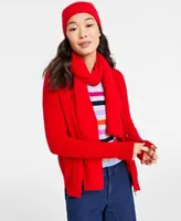 Charter Club Womens Cashmere Beanie Scarf Sweater Cardigan Created For Macys