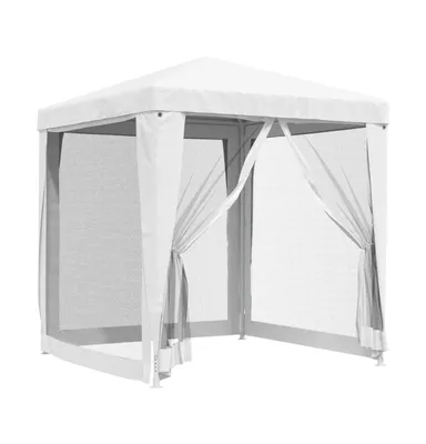 Party Tent with 4 Mesh Sidewalls 6.6'x6.6' White