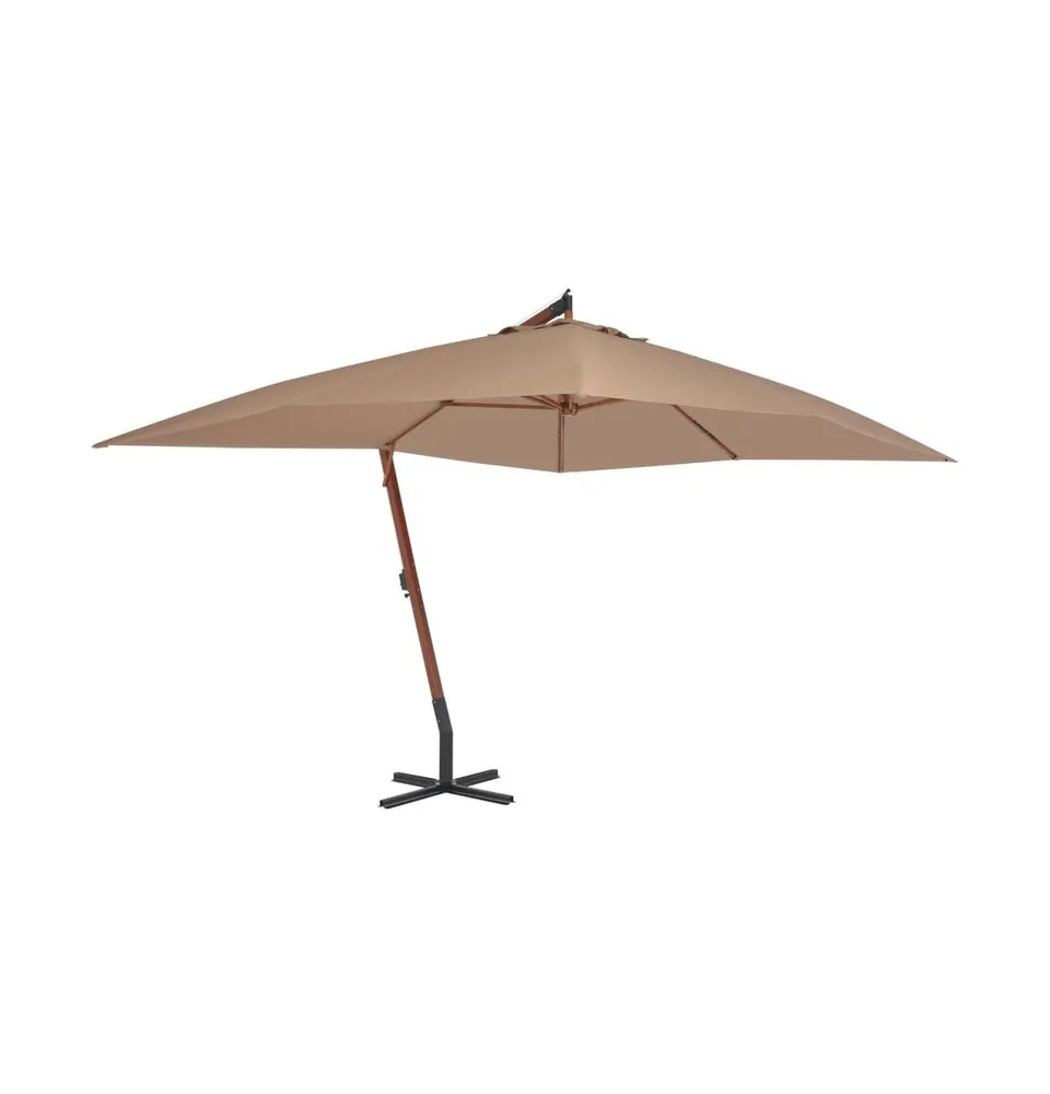 vidaXL Cantilever Umbrella with Wooden Pole 157.5"x118.1" Taupe