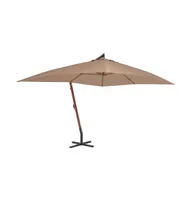 vidaXL Cantilever Umbrella with Wooden Pole 157.5"x118.1" Taupe