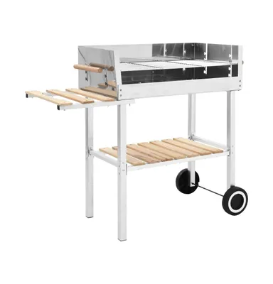 Xxl Trolley Charcoal Bbq Grill Stainless Steel with 2 Shelves