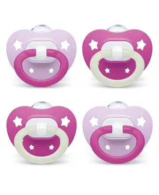 Nuk Orthodontic Pacifiers, 6-18 Months, Pink, 4 Pack