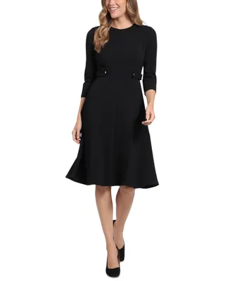 London Times Petite Side-Tab Fit & Flare Dress