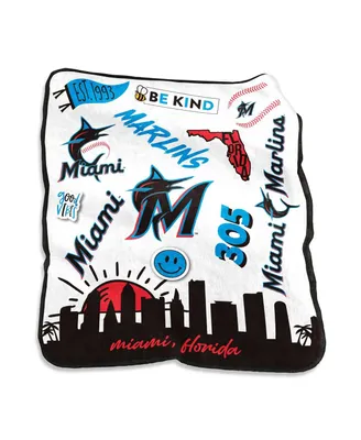 Miami Marlins 50'' x 60'' Native Raschel Plush Throw Blanket