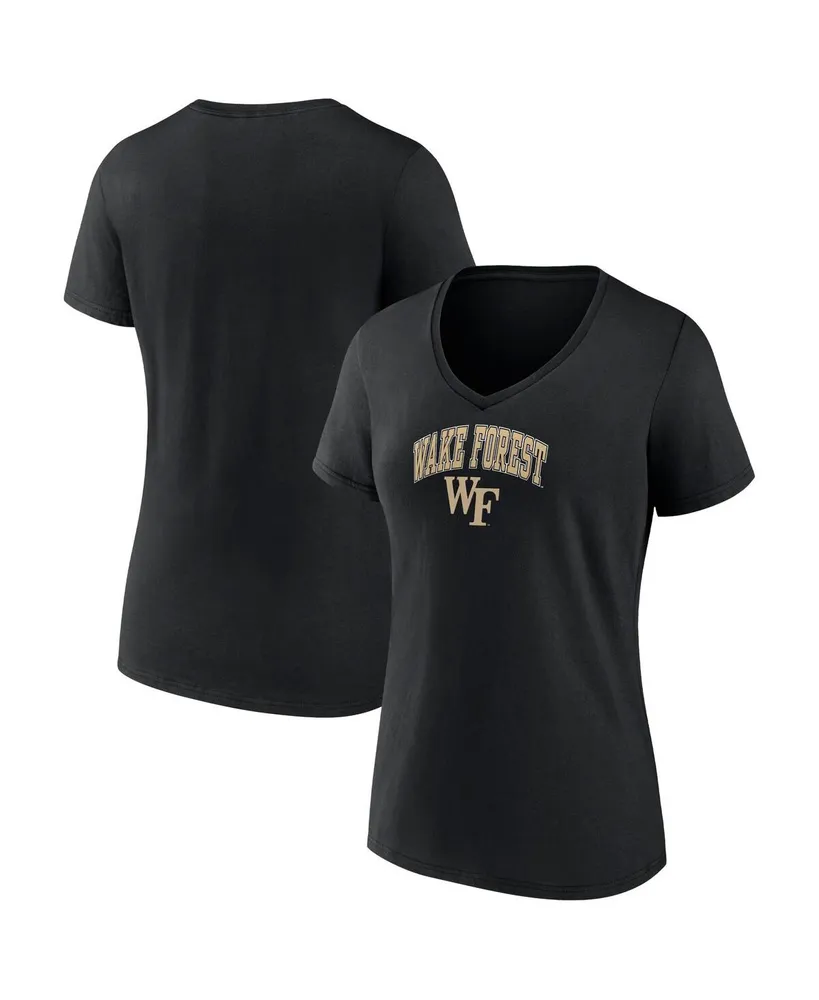 Women's Fanatics Black Wake Forest Demon Deacons Evergreen Campus V-Neck T-shirt