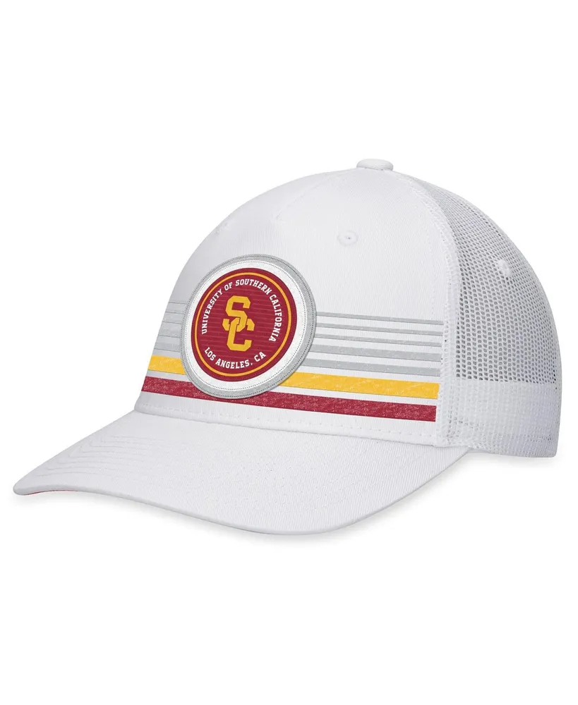 Men's Top of the World White Usc Trojans Top Trace Trucker Snapback Hat