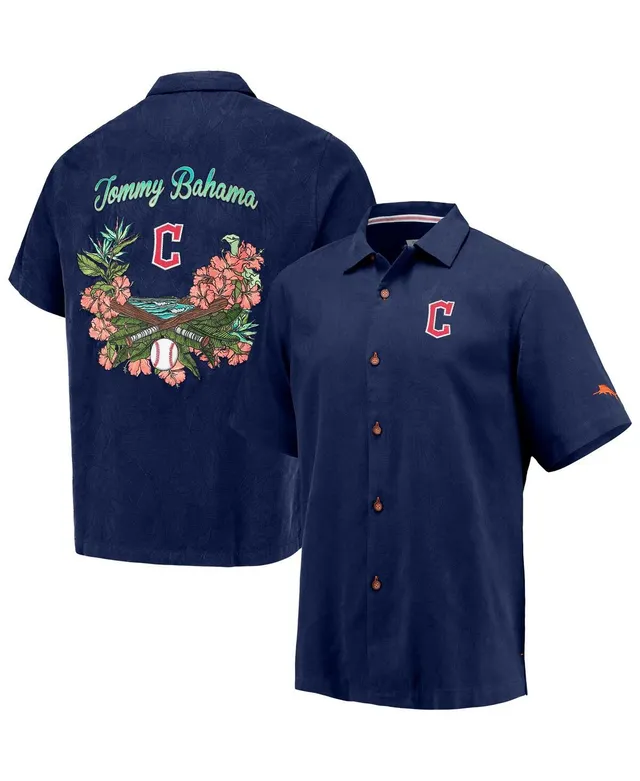 Men's Tommy Bahama White Cleveland Browns Tide Breaker IslandZone Camp  Button-Up Shirt