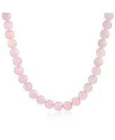 Bling Jewelry Plain Simple Classic Pale Pink Natural Rose Quartz Round 10MM Bead Strand Necklace For Women Silver Plated Clasp Inch