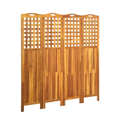 vidaXL 4-Panel Room Divider 63.4"x0.8"x66.9" Solid Acacia Wood