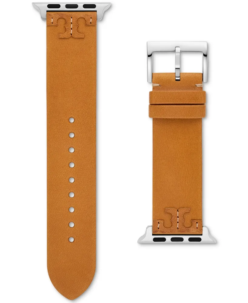 Tory Burch Brown Leather Strap For Apple Watch 38mm-45mm