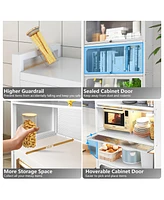 Mega Casa 3 Door Accent Cabinet, 4 Tier Kitchen Organizer Shelf, White