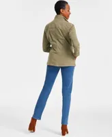Style Co Animal Print Shirt Twill Jacket Straight Leg Jeans Created For Macys