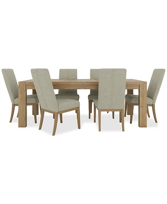 Davie Rectangle Dining 7pc Set (Table + 6 Upholstered Side Chair)