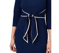 Adrianna Papell Women's Tipped Tie-Front 3/4-Sleeve Dress