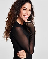I.n.c. International Concepts Women's Mesh Crewneck Top, Created for Macy's