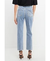 English Factory Women's Destroyed Mom Jeans