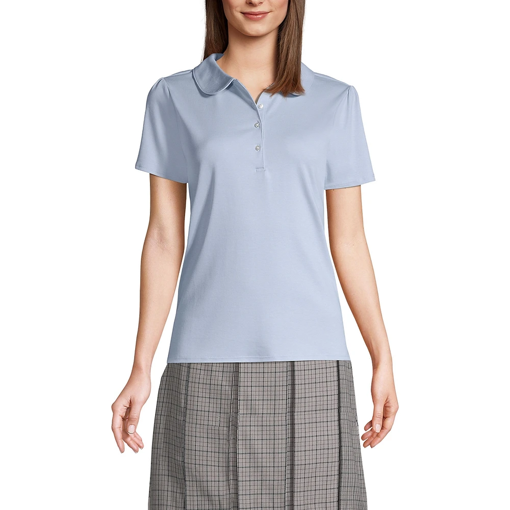 Lands' End Women's Short Sleeve Peter Pan Collar Polo Shirt