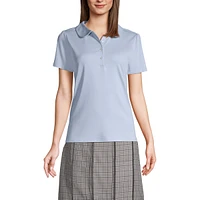 Lands' End Women's School Uniform Short Sleeve Peter Pan Collar Polo Shirt