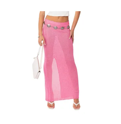 Women's Micro Sequin Sheer Knit Maxi Skirt