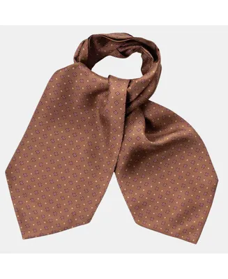 Elizabetta Men's Pagani - Silk Ascot Cravat Tie for Men - Cognac