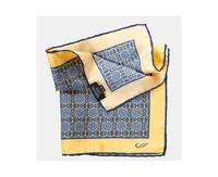 Elizabetta Men's Fiastra - Large Silk Pocket Square for Men - Yellow