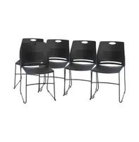 Emma+Oliver Arcana Series Set Of 5 Heavy Duty 660 Lb. Capacity Ergonomic Polypropylene Stack Chair With Perforated Back And Steel Sled Base