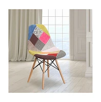 Fabric Accent Dining Chair With Wooden Legs