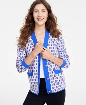 On 34th Women's Jacquard Cardigan, Created for Macy's