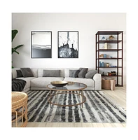 Newbury Glass Coffee Table With Round Matte Frame And Vertical Legs