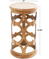 Rosemary Lane 24" Wood Open Frame with Circular Cut-Outs Geometric Accent Table