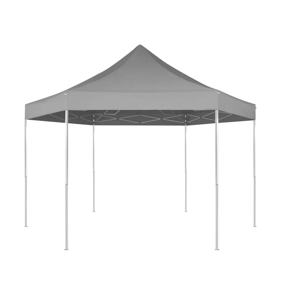 vidaXL Hexagonal Pop-Up Foldable Marquee Gray 11.8'x10.2'