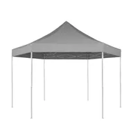 vidaXL Hexagonal Pop-Up Foldable Marquee Gray 11.8'x10.2'