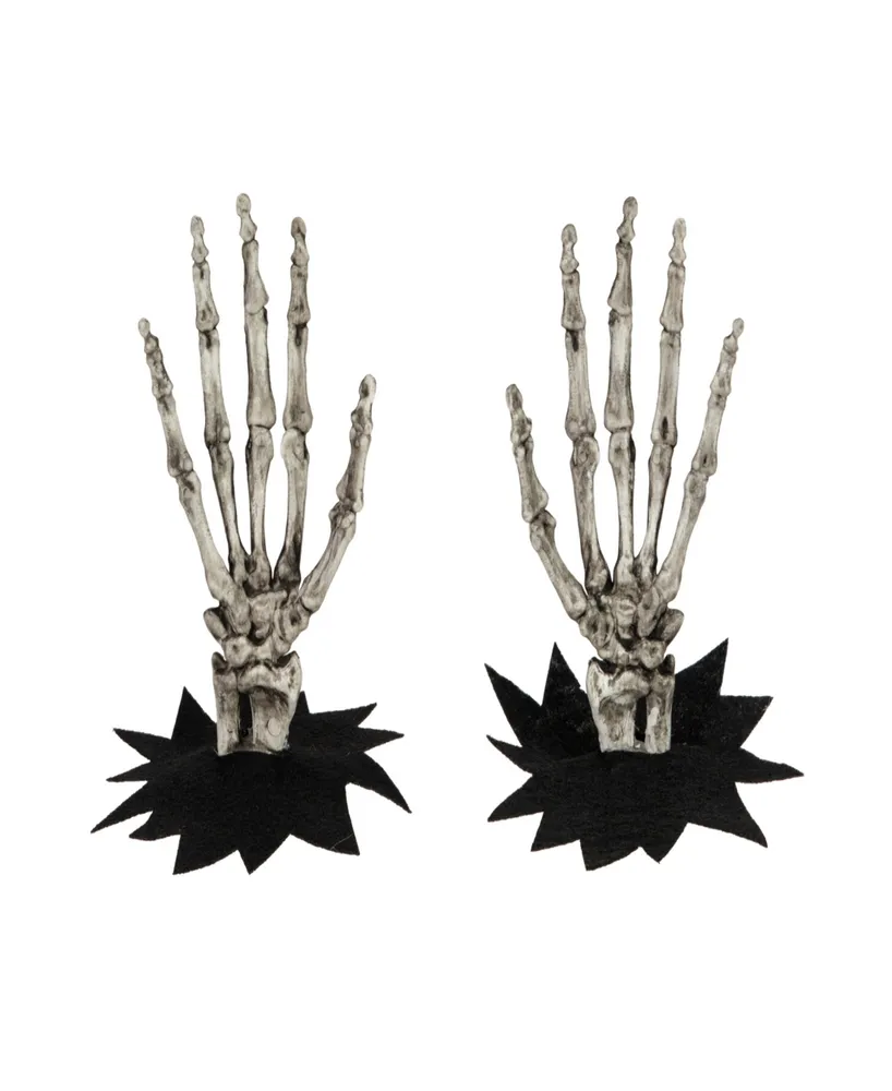 7" Skeleton Hands Halloween Window Decoration Set, 2-Piece