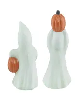 Set of 2 "Happy Halloween" and "Trick or Treat" Ghost Decorations, 7.75"